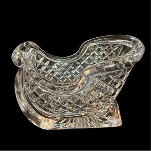 Vintage HEAVY Crystal Glass Christmas Sleigh/ Sled Candy Dish Diamond Cut EUC